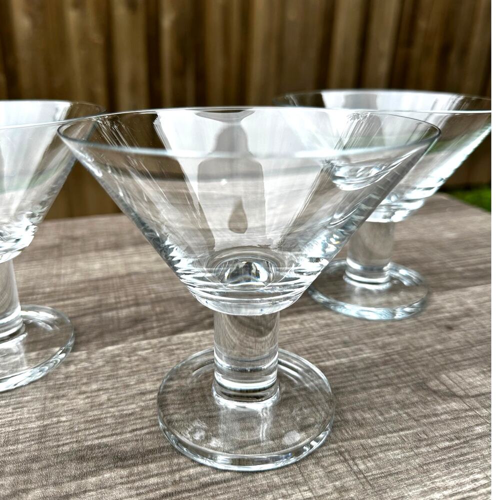 Crate & Barrel Viva Retired Clear Martini/Cocktail Glasses-Elegant Set of 3